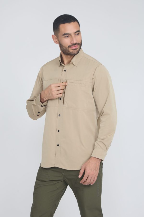 2.- GM001 Kiruna_Dark Beige CAMISA OXWEAR KIRUNA